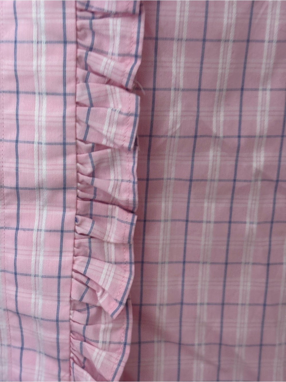 Pink, White, & Blue Plaid 100% Cotton Button-Down Shirt with Ruffle Detail ~ Med - Picture 15 of 15